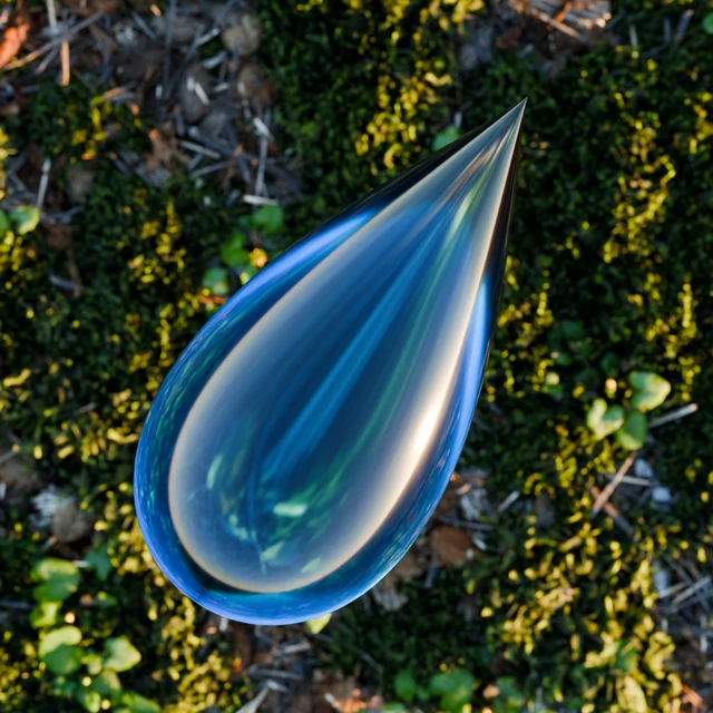 Included clear glass droplet with a tapered tip